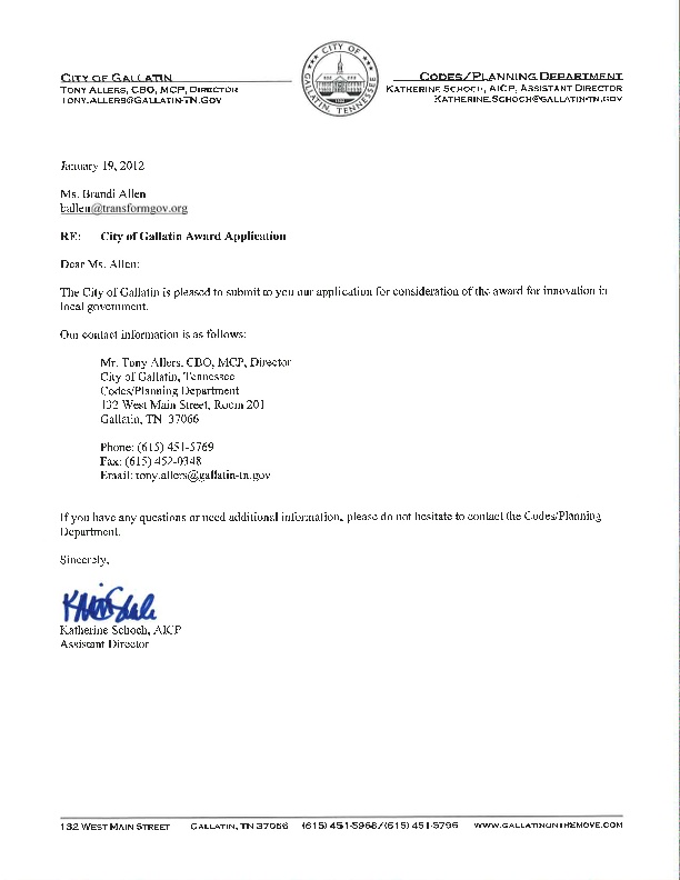 City of Gallatin, Tennessee Codes/Planning Department